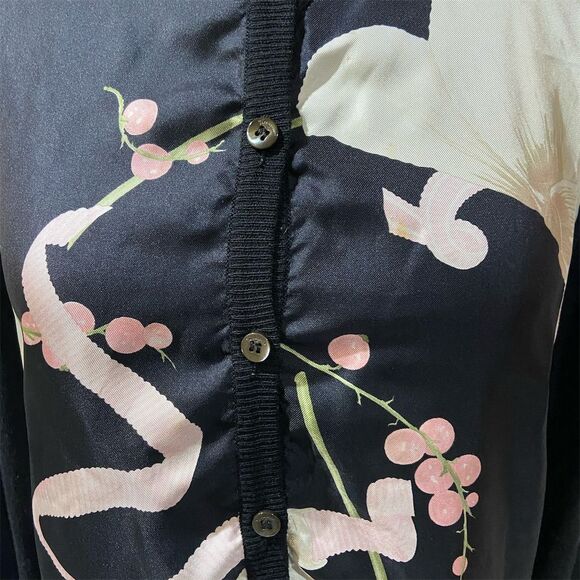 Salvatore Ferragamo Women's Floral Cardigan Sweater Black Size M - Picture 2 of 5